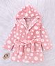 Babyhug Velour Knit Full Sleeves Hooded Bath Robe with Polka Dot Print - Pink