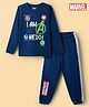 Honeyhap Marvel 100% Cotton Knit Full Sleeves T-Shirt & Pyjama Night Suit With Avengers Graphics - Blue