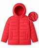 Pine Kid Woven Hooded Padded Winter Jacket with Full Sleeves - Red