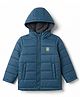 Pine Kids  Woven Full Sleeves Hooded Padded Solid Colour Jacket - Blue