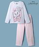 HoneyHap Disney Single Jersey Knit Full Sleeves T-Shirt & Pyjama Night Suit with Marie Print - White