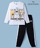 Honeyhap Disney Single Jersey Knit Full Sleeves Pyjama Set with Lion King Graphics - White & Black