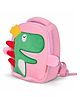 WISHKEY 11.4 Inches Kids Bag Picnic Bags Water Resistant Dinosaur Cartoon lightweight Small Size with Safety Leash, Chest Buckle & Adjustable Straps - Pink