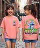 Primo Gino Disney Cotton Knit T-Shirt Half Sleeve with Front and Back Stitch Graphics Pink 5-6 Years