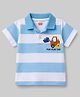 Babyhug Cotton Knit Striped Polo T-Shirt With Half Sleeves & Fun Play Day Embroidery - Blue