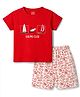 CUCUMBER Sinker Knit Half Sleeves T-Shirt & Shorts Set With Boat Print - Red