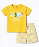 CUCUMBER Sinker Knit Half Sleeves T-Shirt & Shorts Set With Tropical Theme - Lemon Yellow
