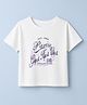 Pine Active Knit Drop Shoulder Half Sleeves Cropped T-Shirt with Text Print - White