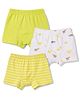 Babyhug 100% Cotton Single Jersey Knit Striped & Squirrel Printed Trunks Pack of 3 -White & Lemon
