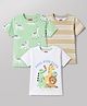 Babyhug 100% Cotton Knit Half Sleeves Striped & Animal Printed T-Shirts Pack Of 3 -Light Green & White