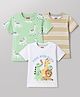 Babyhug 100% Cotton Knit Half Sleeves Striped & Animal Printed T-Shirts Pack Of 3 -Light Green & White