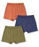 Babyhug 100% Cotton Knit Solid Briefs Pack Of 3 - Navy Blue Olive Green & Rust Orange
