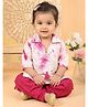 Kinder Kids Cotton Woven Three Fourth Sleeves Shibori Printed Mirror Work Detailed Dhoti Kurti Set - Pink