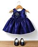 Bluebell Satin Woven Sleeveless Party Dress With Floral Applique & Booties - Navy Blue