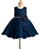 Bluebell Tissue Woven Sleeveless Party Dress With Floral Applique - Navy Blue