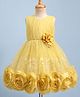Bluebell Tissue Woven Sleeveless Party Dress With Floral Applique - Mustard