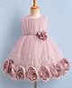 Bluebell Tissue Woven Sleeveless Party Dress With Floral Applique - Pink