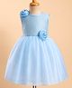 Bluebell Tissue Woven Sleeveless Party Dress With Floral Applique - Light Blue
