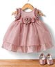 Bluebell Net Woven Sleeveless Party Dress with Floral Applique & Booties - Light Pink