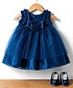 Bluebell Net Woven Sleeveless Party Dress with Floral Applique & Booties - Teal Blue