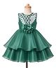 Bluebell Tissue Woven Sleeveless Sequinned Layered Party Dress With Floral Applique - Green