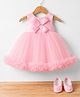 Bluebell Net Woven Sleeveless Party Dress With Bow Applique & Booties - Pink