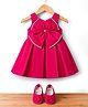 Bluebell Satin Woven Sleeveless Pleated Party Dress With Bow Applique & Booties - Dark Pink