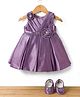 Bluebell Satin Woven Sleeveless Party Dress With Floral Applique & Pearl Embellishment & Booties - Lavender