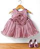 Bluebell Tissue Woven Sleeveless Party Dress with Floral Applique & Booties - Pink