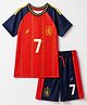 Pine Active Knit Half Sleeves Tee With Shorts Football With Text Print - Red