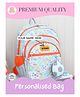 Rosada Football Champ DIY Personalised Kids School Bag with Alphabet Name Sticker Kit & Plush Keychain - Water Resistant Bag for Boys & Girls Light Blue Medium / Standard - 14.5 Inches