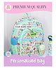 Rosada Explorer DIY Personalised Kids School Bag with Alphabet Name Sticker Kit & Plush Keychain - Water Resistant Bag for Boys & Girls Light Green (Large) - 17 Inches