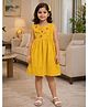 Superminis Cotton Woven Sleeveless Floral Embroidered Dress - Mustard