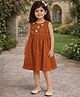 Superminis Cotton Woven Sleeveless Floral Embroidered Dress - Orange