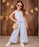 Superminis Cotton Woven Sleeveless Striped Coordinating  Top & Pant Set - Blue