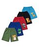 Superminis Cotton Woven Pack Of 5 Animals Printed Shorts - Green Blue Sky Blue Black & Red