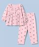ToffyHouse Single Jersey Knit Full Sleeves Co-Ords Top & Pyjama Night Suit with Butterfly Print - Baby Pink