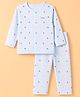 ToffyHouse Single Jersey Knit Full Sleeves Co-Ords T-Shirt & Pyjama Night Suit with Bear Print - Sky Blue