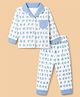 ToffyHouse Cotton WovenFull Sleeves Shirt & Pyjama Night Suit with Alphabets Print - White