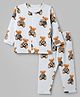 ToffyHouse Single Jersey Knit Full Sleeves T-Shirt & Pyjama Night Suit with Teddy Bear Print - Light Blue