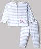 ToffyHouse Single Jersey Knit Full Sleeves Striped T-Shirt & Lounge Pant Set with Unicorn Patch - White
