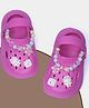 NEW STEPS Beads Embellished Girl Applique Detailed Perforated Slingback Clogs - Dark Pink