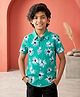 Kaboosh Cotton Woven Half Sleeves Floral Printed Shirt - Green