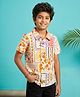 Kaboosh Cotton Woven Half Sleeves Sun & Oranges Printed Shirt - Cream