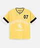 Nap Chief Cotton Knit Warner Bros Featuring Half Sleeves Hufflepuff Text Printed Oversized Tee - Yellow