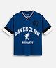 Nap Chief Cotton Knit Warner Bros Featuring Half Sleeves Ravenclaw Text Printed Oversized Tee - Blue