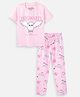 Nap Chief Cotton Knit Warner Bros Featuring Half Sleeves Hogwarts Text Printed Tee & Pajama Night Suit - Light Pink