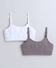 BUMZEE Cotton Knit Sleeveless Solid Color Non Padded Bralettes For Beginner Pack of 2- White & Grey