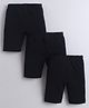 BUMZEE Cotton Knit Mid Thigh Solid Cycling Shorts Pack Of 3 - Black