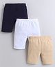 BUMZEE Cotton Knit Mid Thigh Solid Cycling Shorts Pack Of 3 - Beige Navy Blue & White